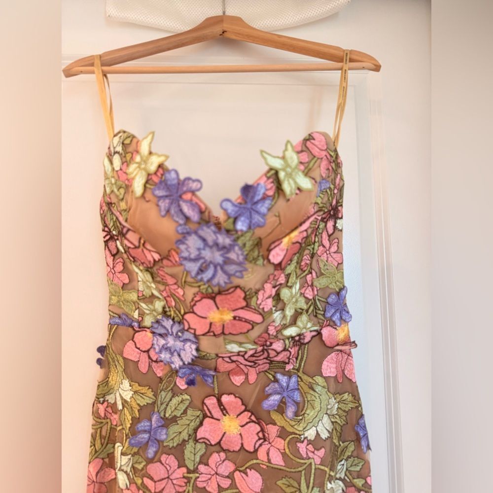 Bronx and Banco Strapless Floral Dress in Pink, Purple, Green - Picture 7 of 13